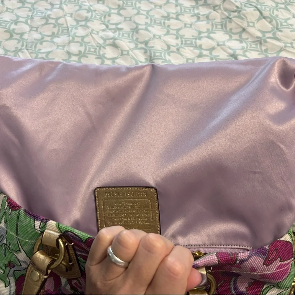 Coach Ashley Floral Satchel Pink Green Gold Y2K Bag